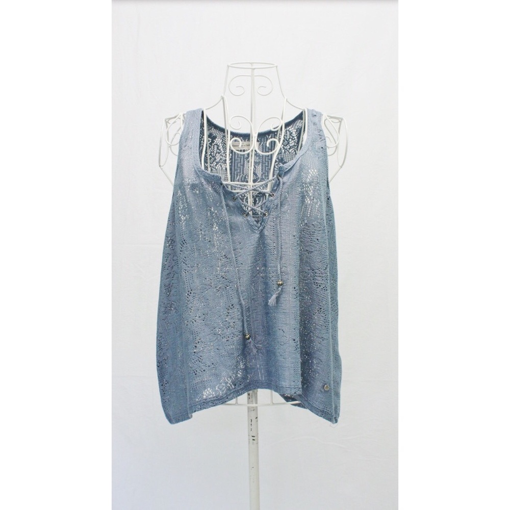 Abercrombie & Fitch Blue Grey Crocheted Crop Top